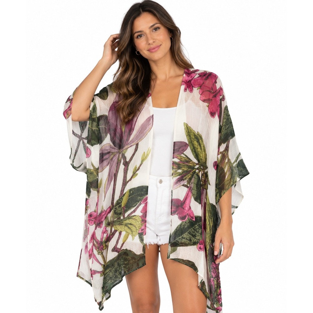 One Hundred Stars Kew Gardens Floral Kimono Gown Viscose Modal OS NEW